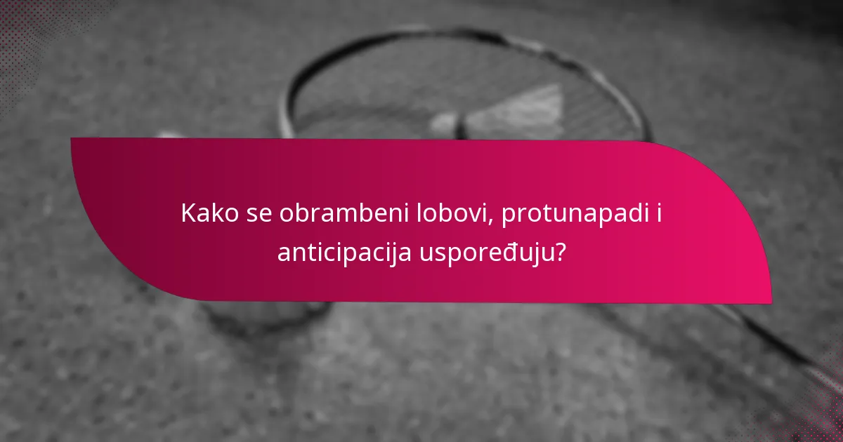 Kako se obrambeni lobovi, protunapadi i anticipacija uspoređuju?